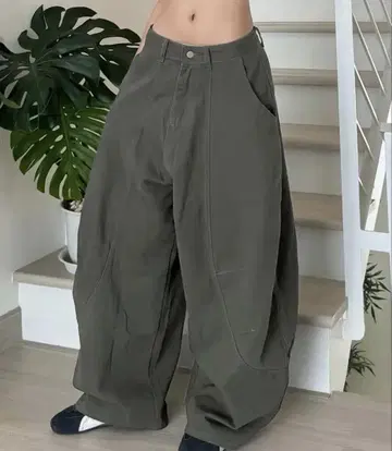 빈티지 카고진 와이드 레그 팬츠