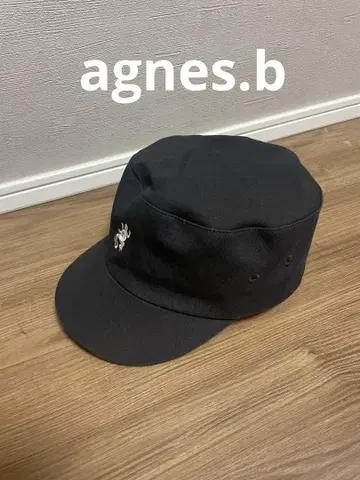 agnes b. 에네스베 워크캡 헌팅 캡 블랙 도마뱀