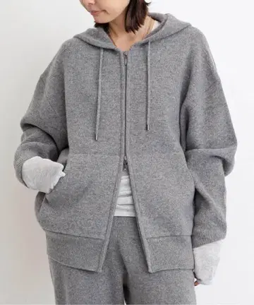 L'Appartement GRAY KNIT HOODIE PARKA