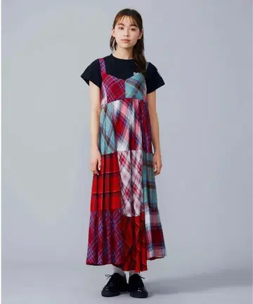 밀크페도 PLAID PATCHWORK DRESS MILKFED.