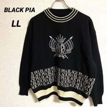 BLACK PIA 니트 스웨터 로고 자수 블랙 화이트 남성용