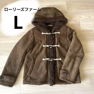 더플 코트 로리즈팜 퍼 브라운 L 기모 무스탕 코트