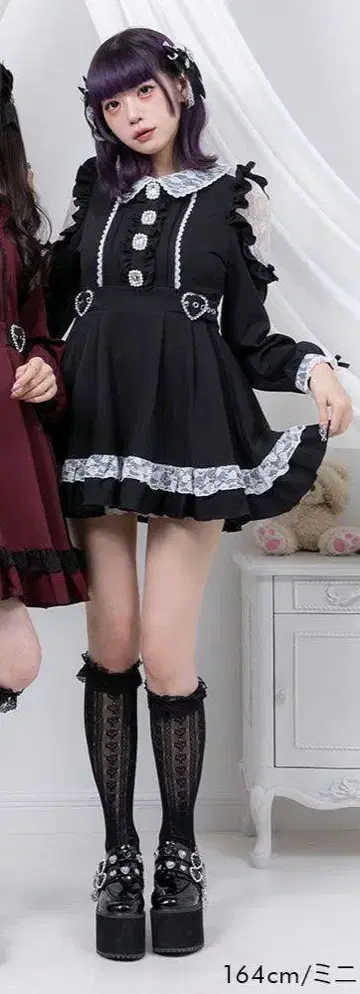 반짝이는 비쥬 레이스 겹침 프릴 원피스