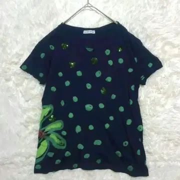 TSUMORI CHISATO 티셔츠 [ 2 ] 네이비 도트 무늬 스팽글