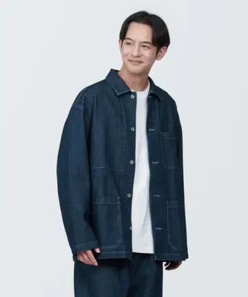 무인양품 나무 열매에서 만든 카포크 혼방 데님 커버올 M