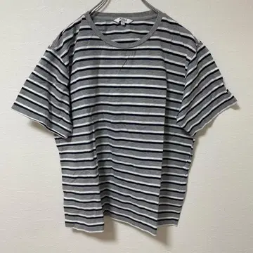 AIGLE 에이글 보더 무늬 반팔 티셔츠 면 100% 그레이 L 사이즈