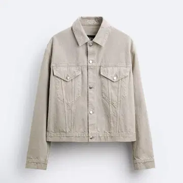 [ ZARA ] 크롭 데님 자켓 L (JP L) 라이트 베이지