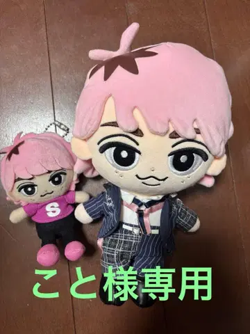 봉제 인형 세트 핑크 머리 캐릭터