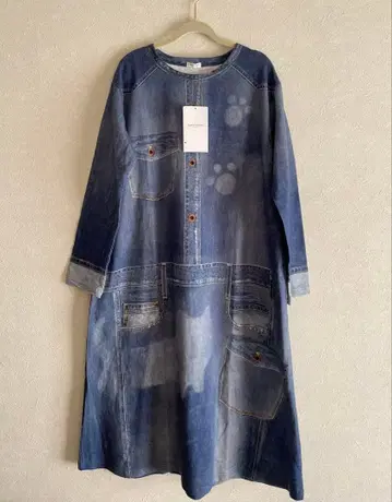 새상품 tsumori chisato 원피스 데님풍 프린트 와코루