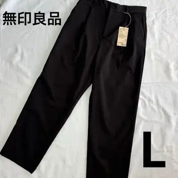 무인양품 발수 스트레치 치노 턱 팬츠 블랙 L 사이즈