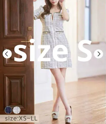 dazzy 트위드 패턴 집업 드레스 미니 원피스 펄 체인