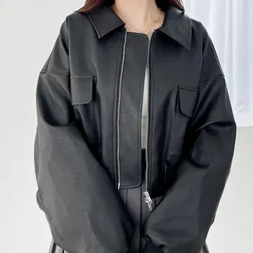 Heather 숏 블루종 가죽 자켓