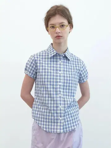 ENZO BLUES Checked Half Sleeve Shirt