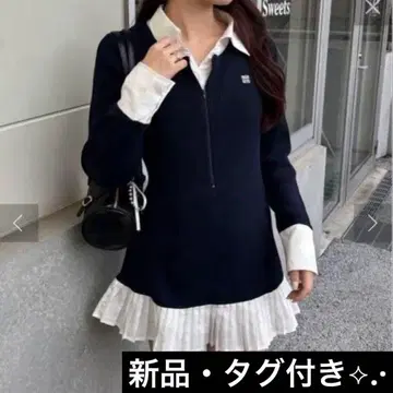 [ 새상품 미사용 ] NICE CLAUP 도킹 플리츠 미니 원피스