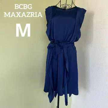 새상품급 BCBGMAXAZRIA 드레스 원피스 새틴 블루 프릴 M