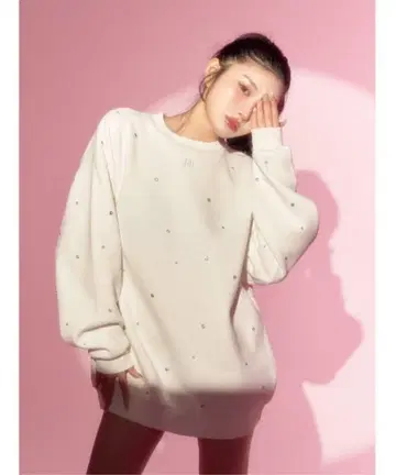 Darich 비쥬 부착 오버 사이즈 맨투맨