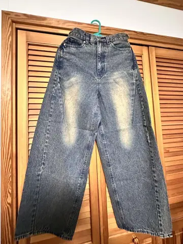 인디고 블루 와이드 레그 데님 L