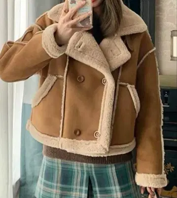 숏 기장 무스탕 코트 무스탕 플라이트 자켓 GEMEDA