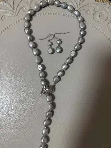 실버 담수 진주 목걸이 세트