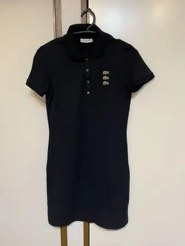 LACOSTE 슬림핏 폴로 원피스 36 블랙