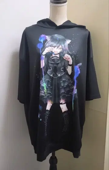 ankorock 애니멀 프렌즈 검은 고양이 후드티