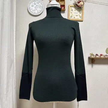 택 포함 새상품 스콧 클럽 하이넥 니트 리브 그린 블랙