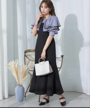 프릴 원피스 경사 드레스