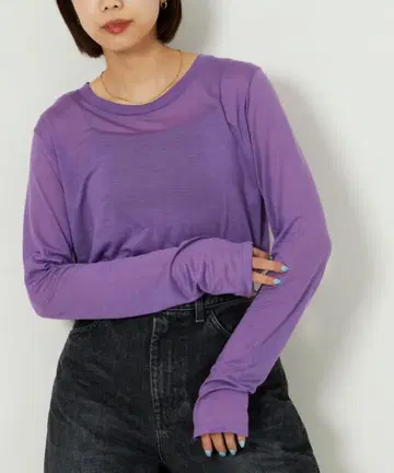 baserange 롱 슬리브 T 보라색