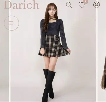 Darich 사이드 벨트 체크 미니 스커트 블랙
