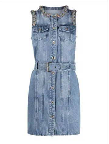Michael Michael Kors 체인 트리밍 데님 드레스