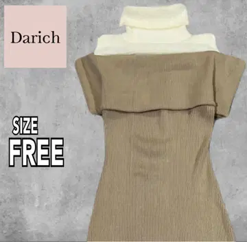 Darich 샤기 콤비 니트 오프숄더 미니 원피스 프리 사이즈