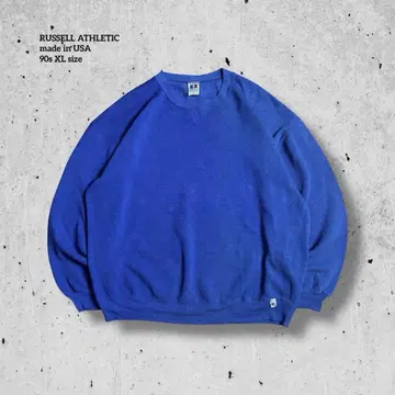 90s USA제 러셀 애슬레틱 솔리드 무지 앞V 로얄 블루 XL