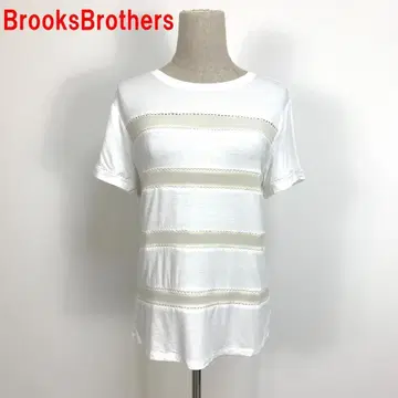 A6143 브룩스브라더스 반팔 상의 T셔츠 실크 화이트 M