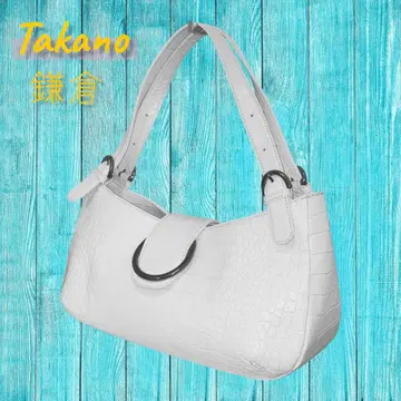 [ 새상품급 ] 카마쿠라 타카노 Takano 악어 엠보싱 핸드백 화이트