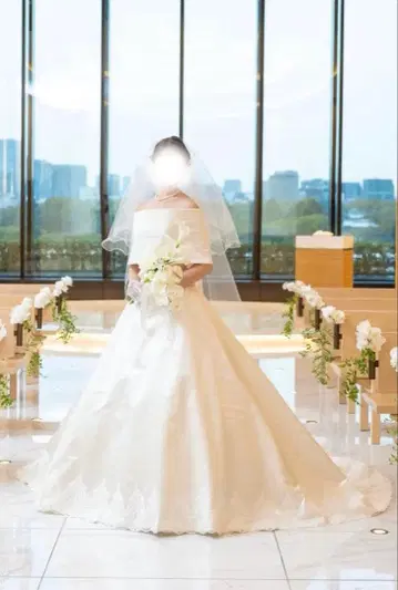 [ 2way ] 와타베 웨딩 A라인 웨딩 드레스 암커버 파니에 포함