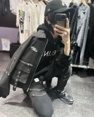 BARCON Y2K PU 가죽 자켓 블랙