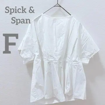 스픽 앤 스팬 블라우스 반팔 셔츠 화이트 코튼 F 플럼