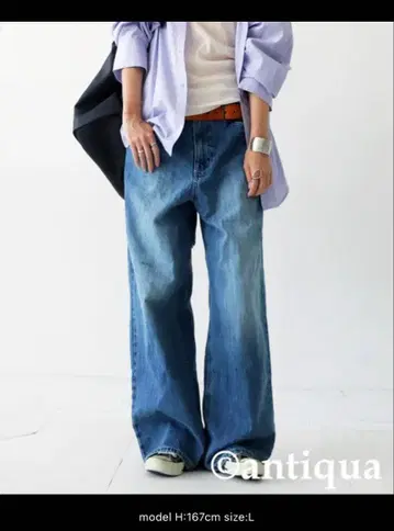 antiqua 데님 팬츠 와이드 여성용 안티카 L