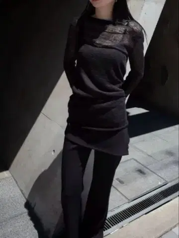 OHOTORO 블랙 레이어드 캐주얼 팬츠 새상품급