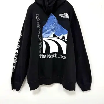 THE NORTH FACE 후드티 XL 블랙 산 패턴 로고 프린트