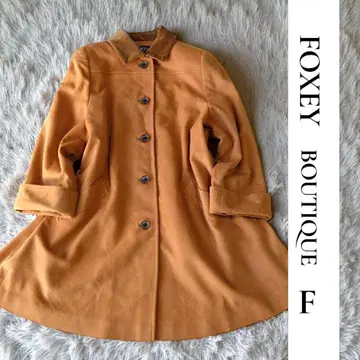 FOXEY 벨로아 옷깃 롱 코트 카멜 브라운 프리 사이즈 폭시