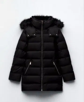 ZARA 여성용 블랙 블랙 아우터 다운 자켓 코트