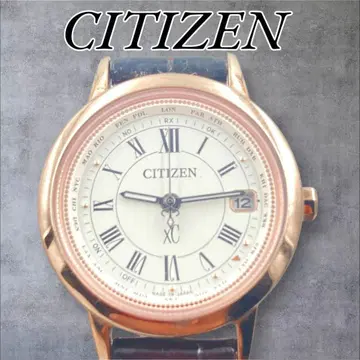 CITIZEN xC 데이트 핑크 골드 라운드 솔라 여성용