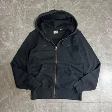 UNIQLO 페이드 Y2K 지퍼 후드티 블랙