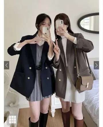 더블 버튼 테일러드 자켓 [al275] 브라운