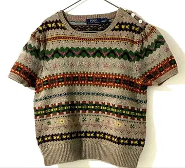 폴로 랄프로렌 노르딕 반팔 퍼프 슬리브 스웨터 L 알파카 혼방