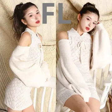 다리치 여성용 샤기 니트 앙상블