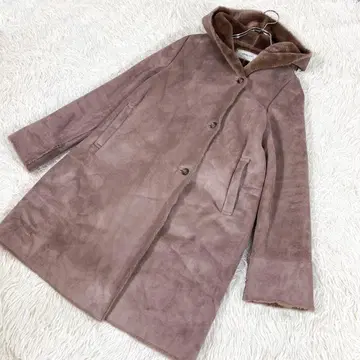 Rouge vif (M) 롱 코트 복슬복슬 퍼 포함 38 사이즈