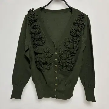 m sugawara 가디건 긴팔 코튼 올리브 그린 M L