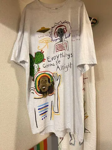 핸드 프린트 밥 말리 Bob Marley 우주인 빅 T셔츠